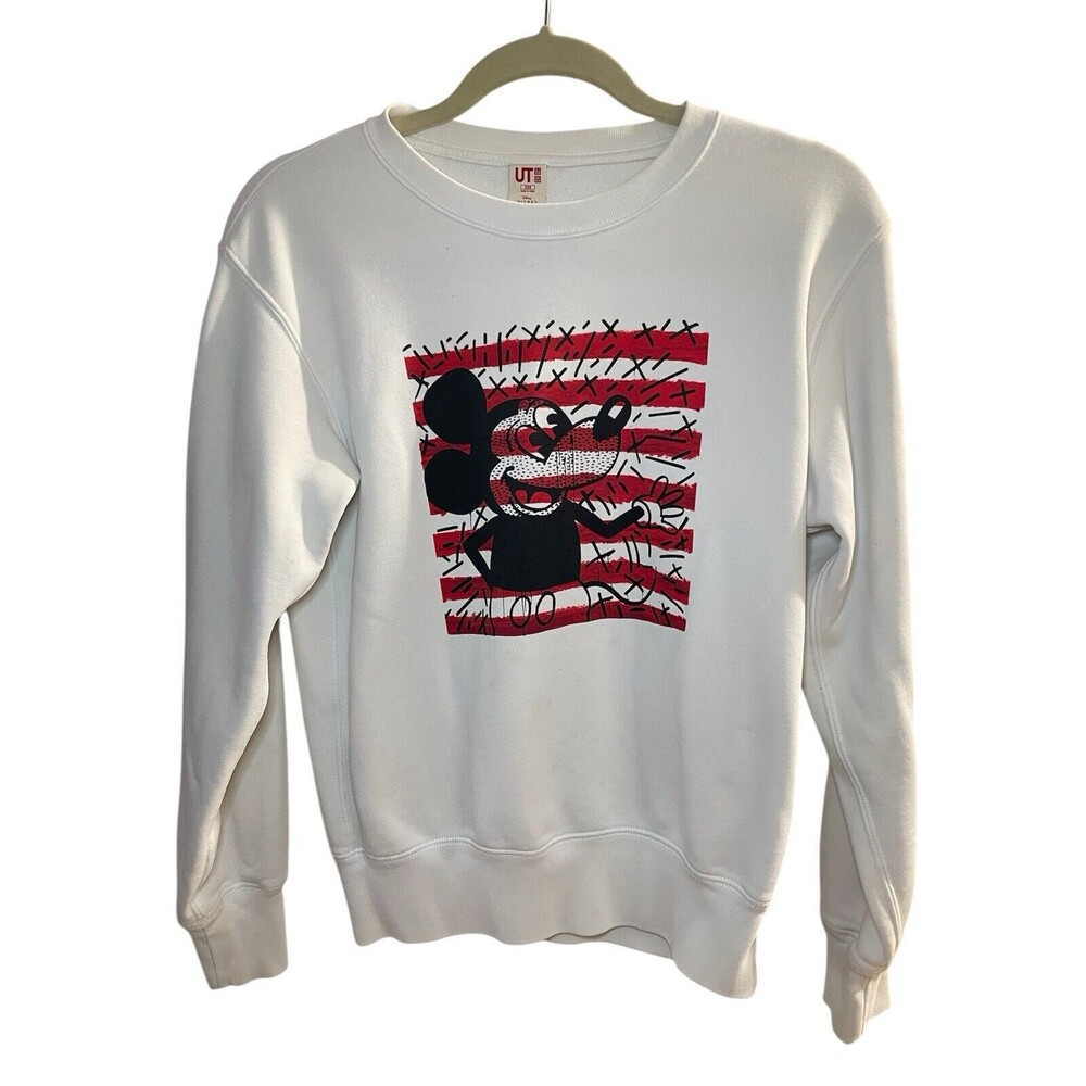 Uniqlo Disney Mickey Mouse x Keith Haring Artwork Pullover White Sweatshirt XXS